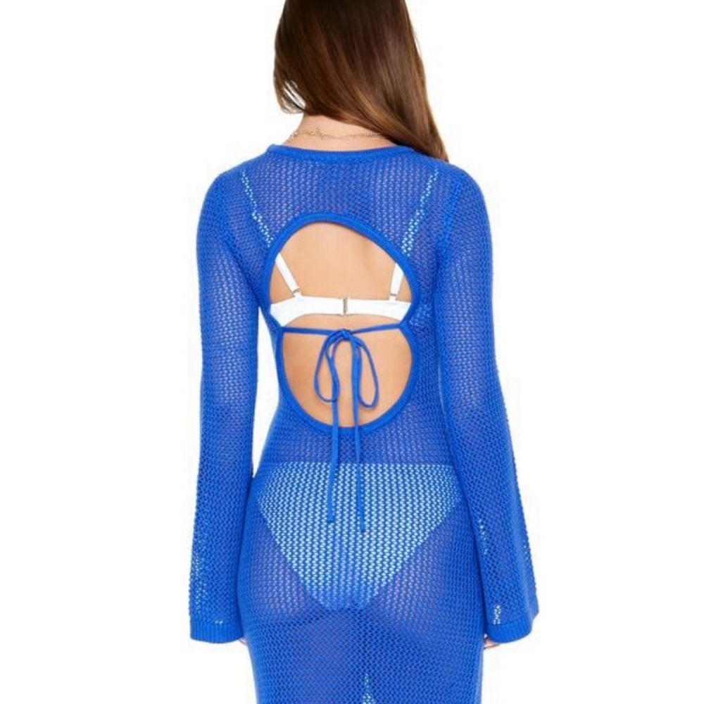 Blue Crochet Cover-Up Dress